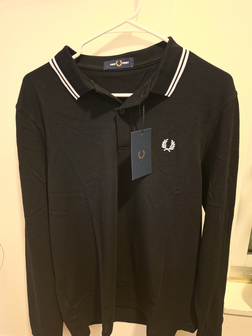 Fred Perry Long Sleeve Twin Tipped Polo Shirt Black